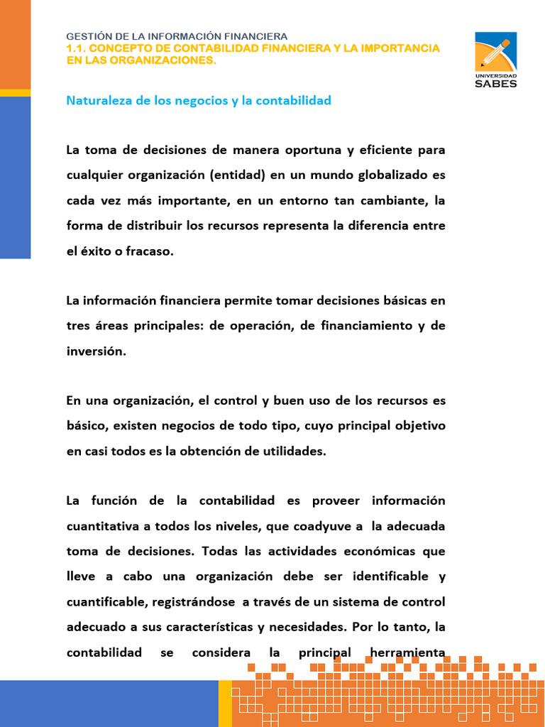 Importancia de la Contabilidad Financiera | PDF | Contabilidad ...