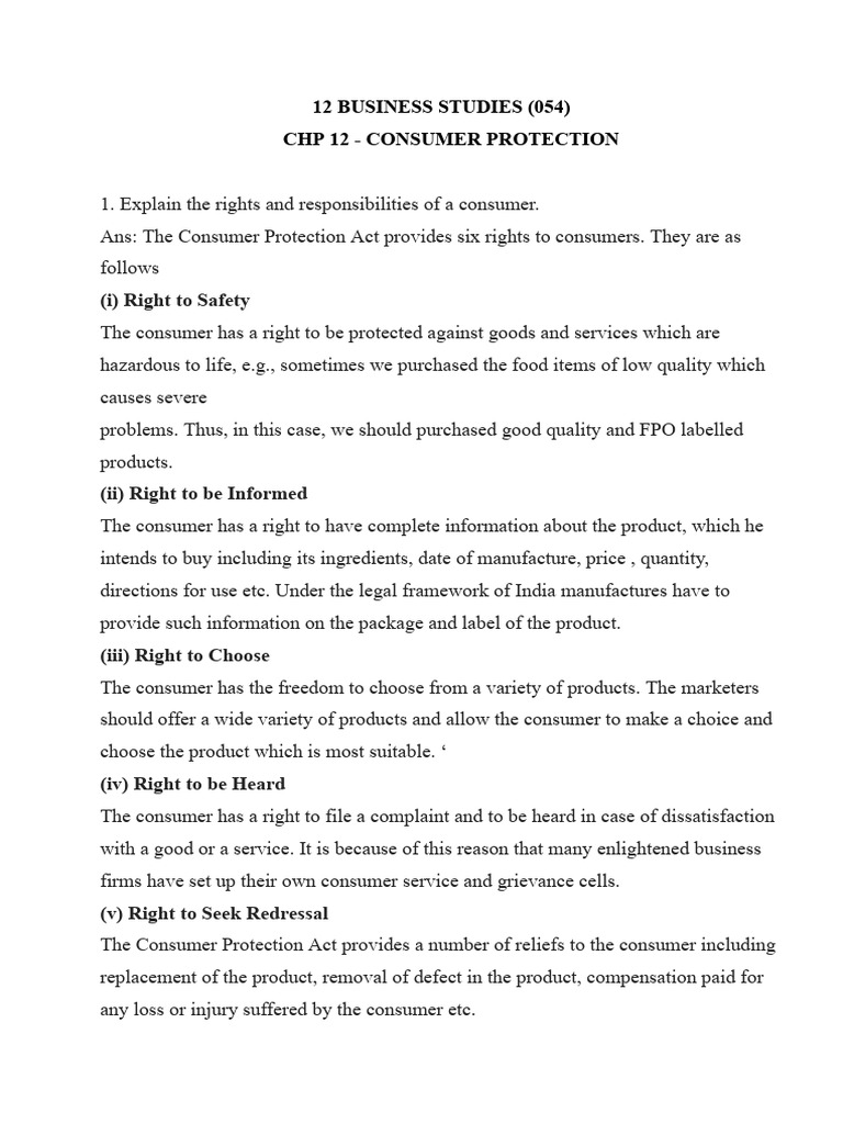 Consumer Rights and Protection Explained | PDF | Consumer Protection ...