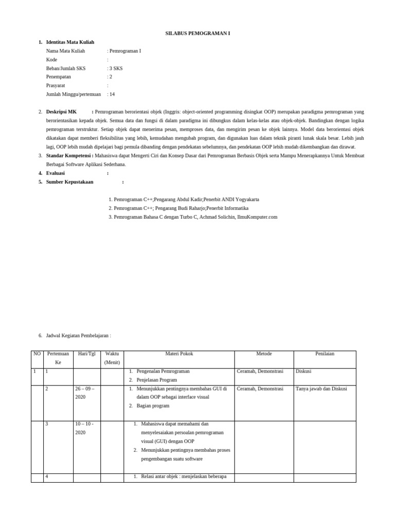 Silabus Pemograman | PDF