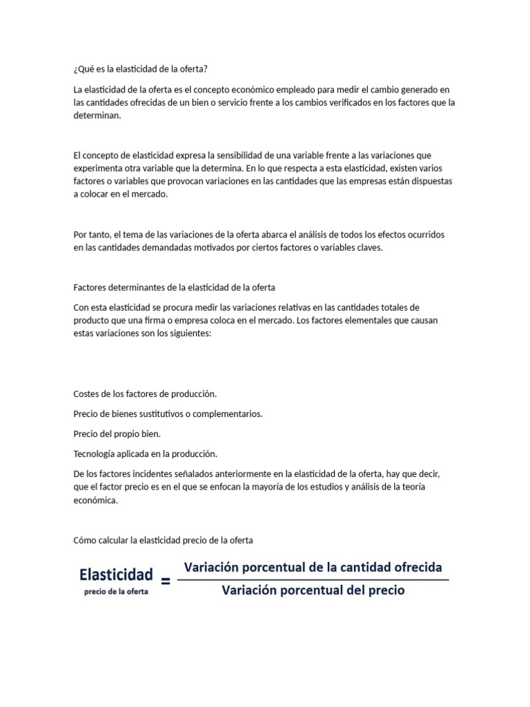 Elasticidad de La Oferta y Demanda | PDF | Elasticidad (economía ...