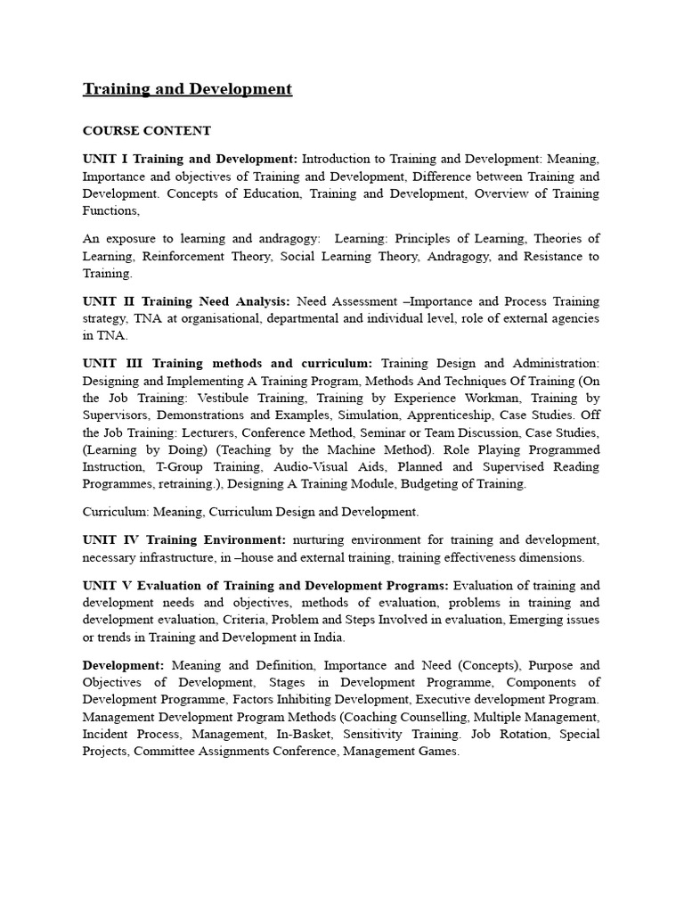 Training and Developmen1 | PDF