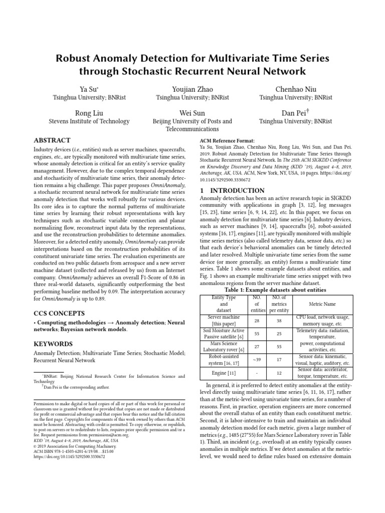 OmniAnomaly: Robust Multivariate Anomaly Detection | PDF | Time Series ...