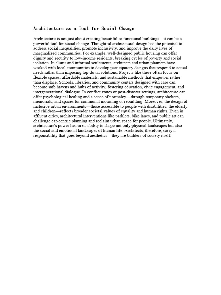 Architecture for Social Change Impact | PDF