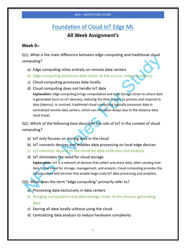 Edge Computing and IoT Study Notes | PDF | Internet Of Things ...