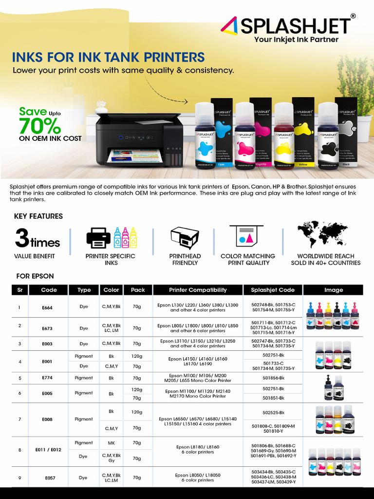 Brochure Splashjet InkTank Range | PDF