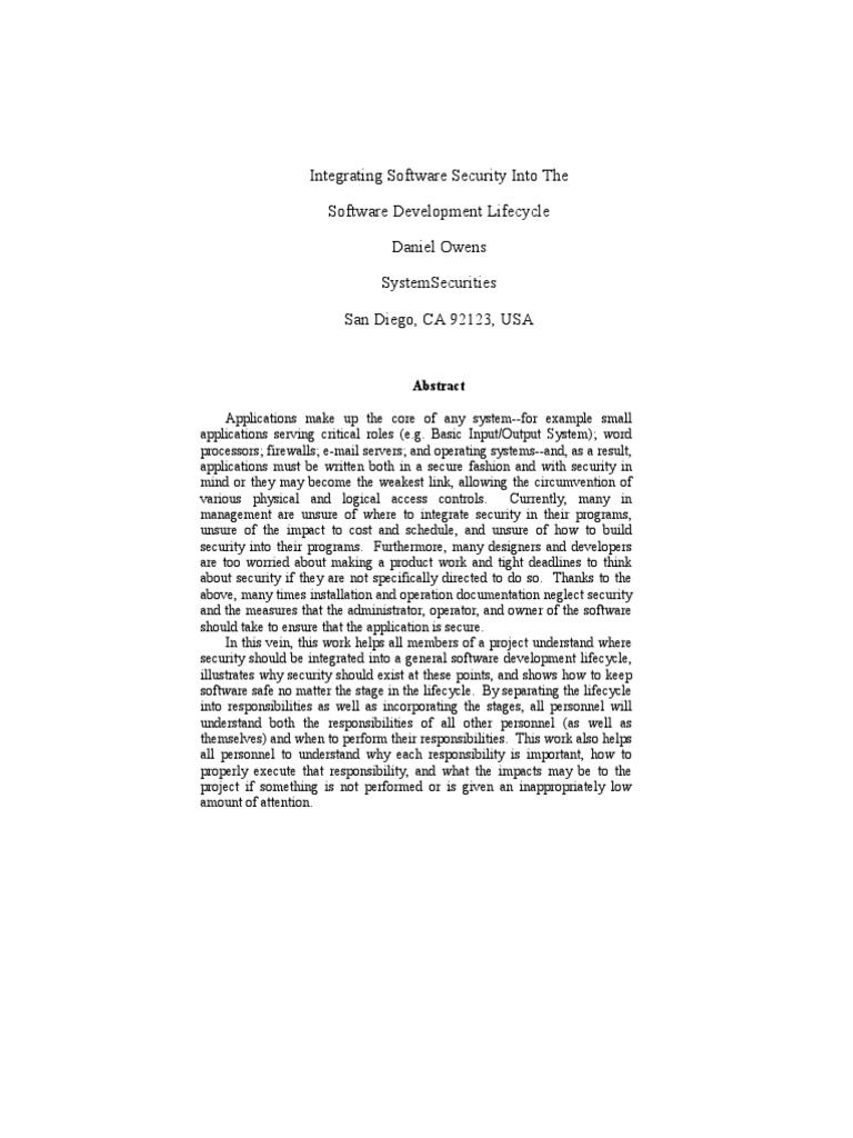 Integrating Security in Software Development | PDF | Source Code | C ...