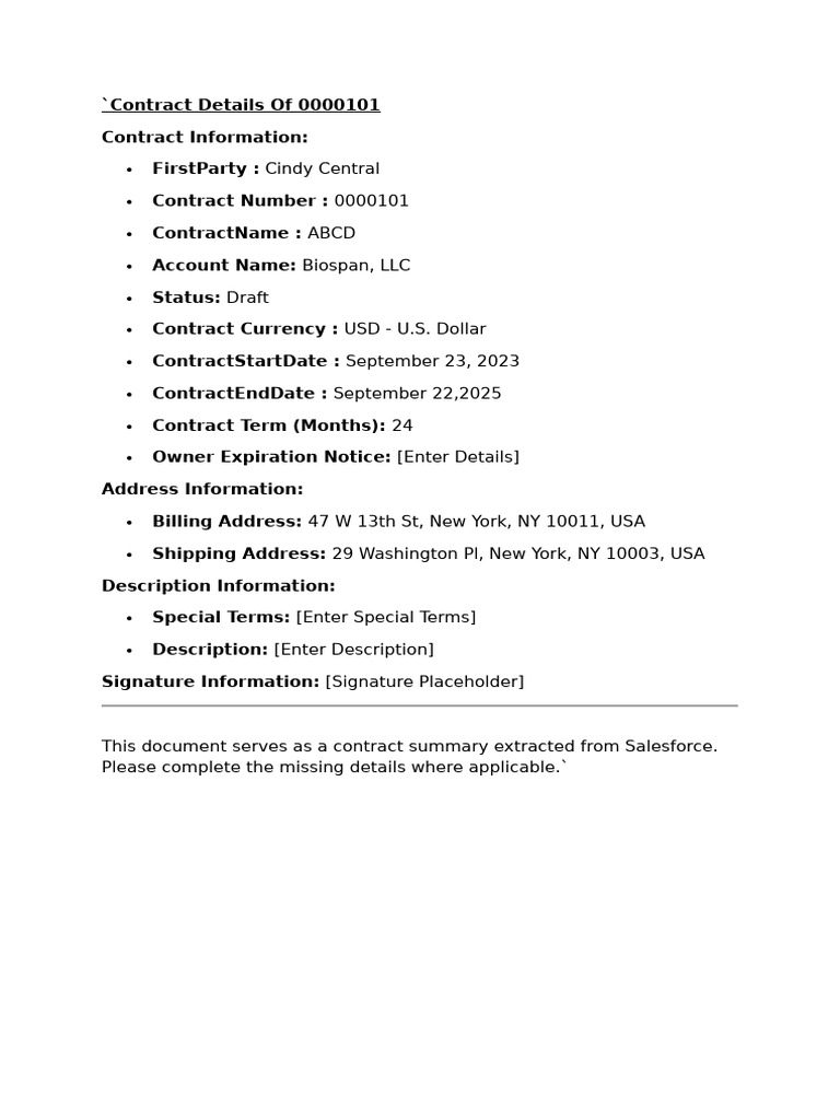 Contract Details of 0000101 PDF | PDF