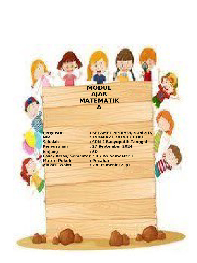 Modul Ajar Matematika Kelas 4 Pecahan - Praktik Edit | PDF