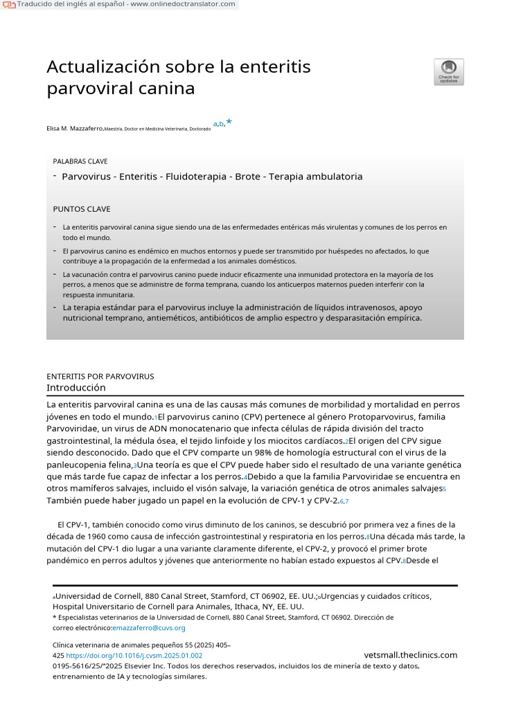 Actualización sobre enteritis parvoviral canina | PDF | Diarrea | Virus