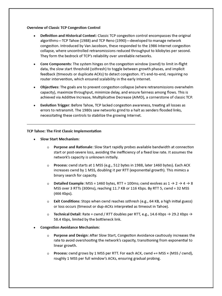 Classical TCP Congestion Control | PDF | Transmission Control Protocol ...