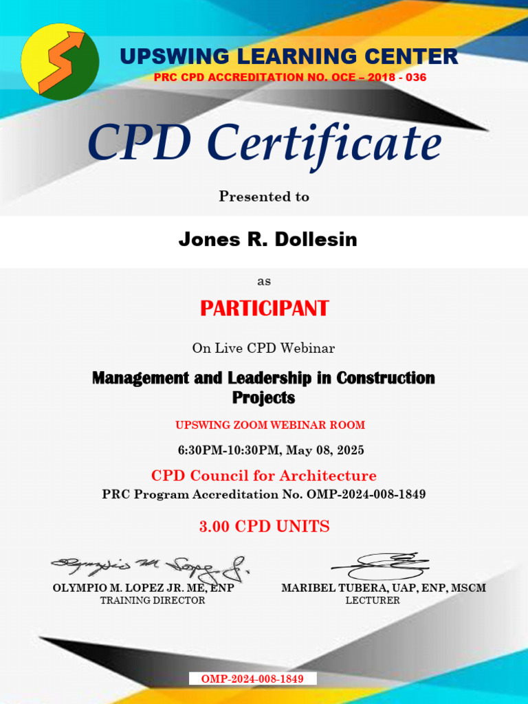 CPD Certificate for Construction Leadership | PDF