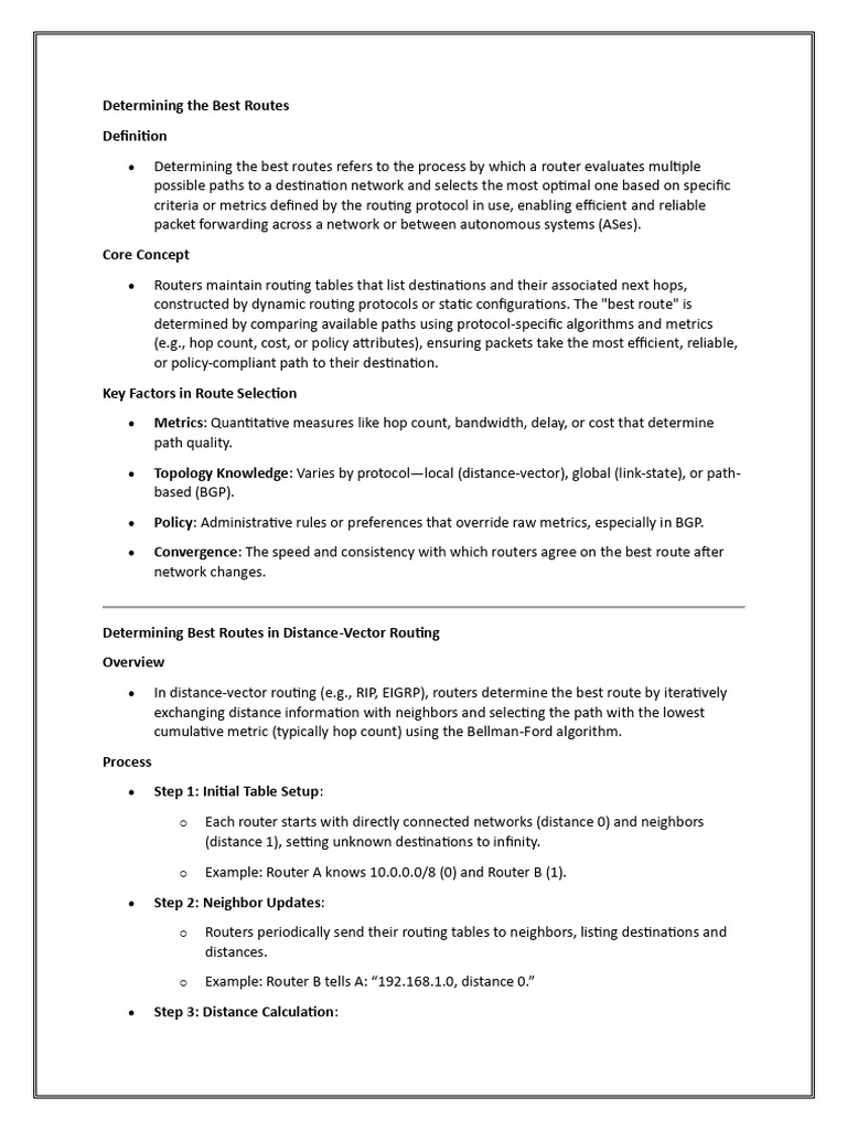 Determining The Best Routes | PDF | Routing | Telecommunications