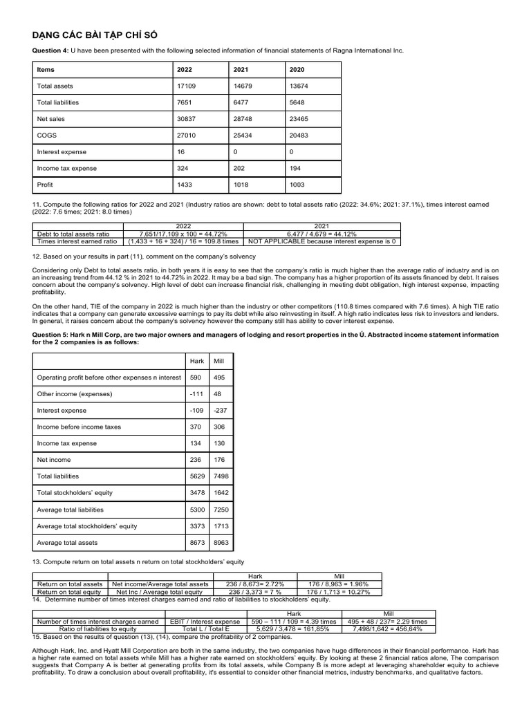 Financial Ratios Analysis and Solvency Insights | PDF | Equity (Finance ...