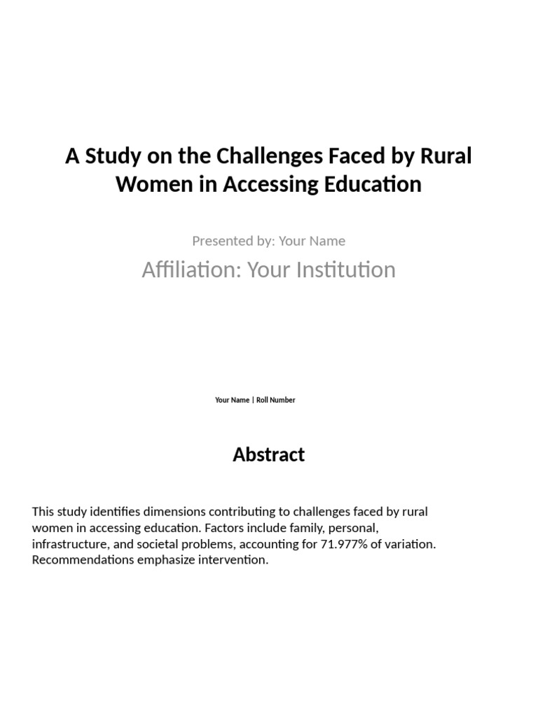 Enhanced Rural Women Education Challenges | PDF