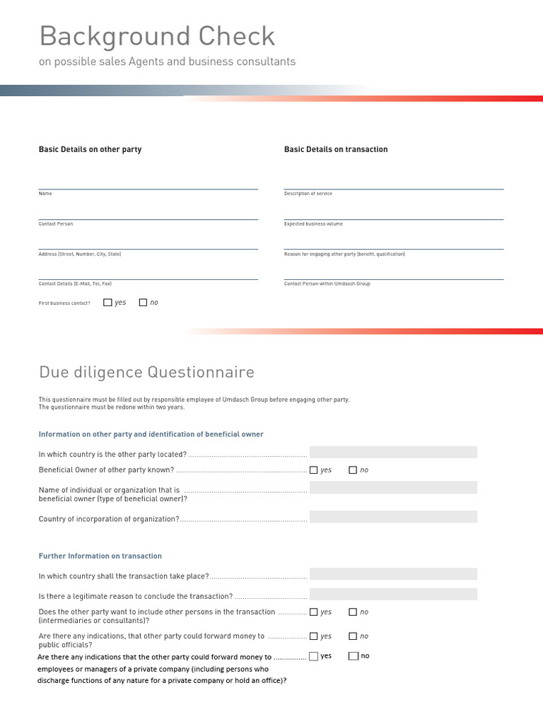 Background Check Questionnaire for Agents | PDF | Private Law | Business