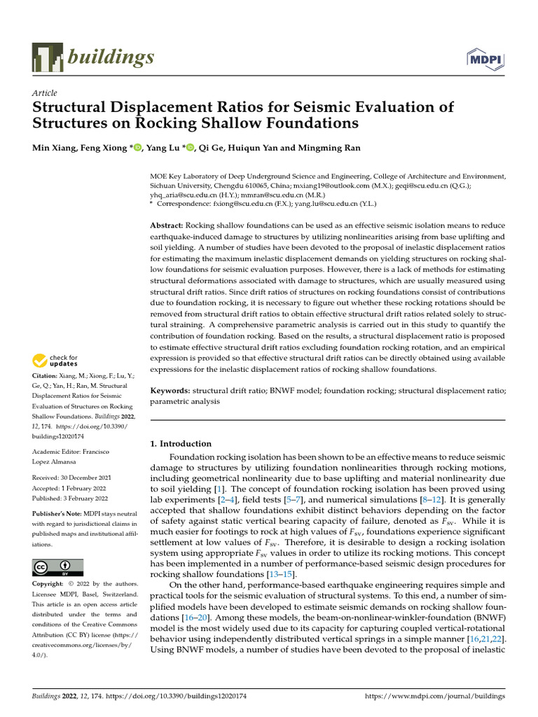 Seismic Evaluation of Rocking Foundations | PDF | Elasticity (Economics ...