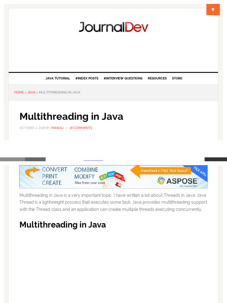 Multithreading in Java Overview | PDF | Thread (Computing) | Java ...