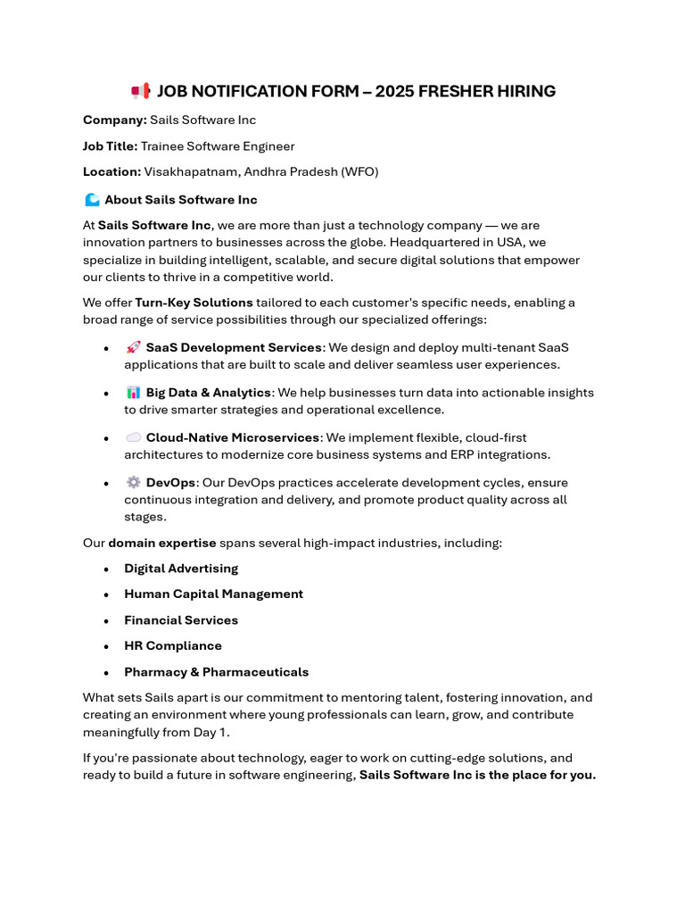 2025 Trainee Software Engineer Openings | PDF | Software As A Service ...