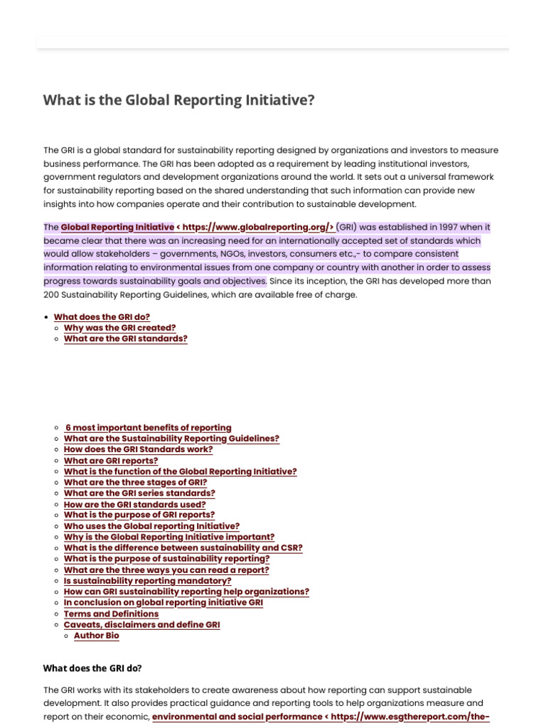 GRI: Global Standards for Sustainability Reporting | PDF ...