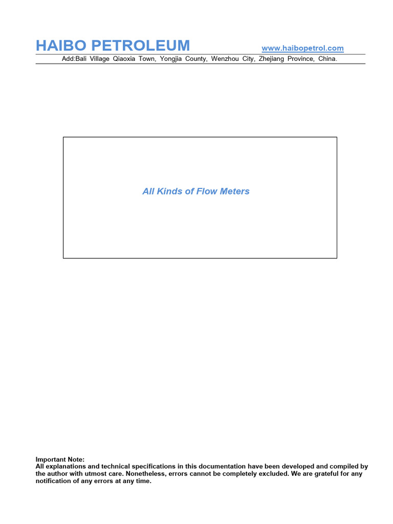 All Kinds of Flow Meters | PDF | Flow Measurement | Valve