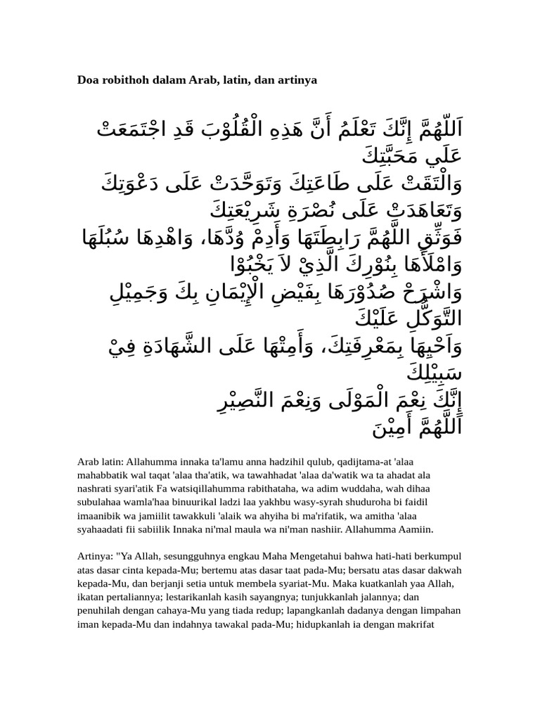Doa Robithoh Dalam Arab | PDF