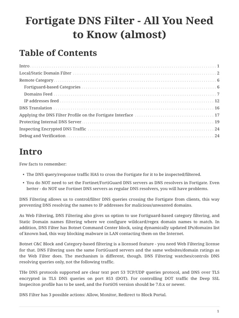 Fortigate DNS Filtering Overview | PDF | Domain Name System | Proxy Server