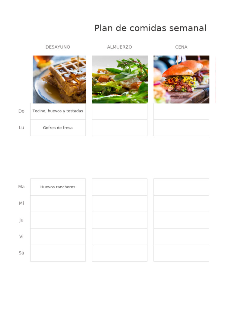 Planificador de Comidas Simple | PDF