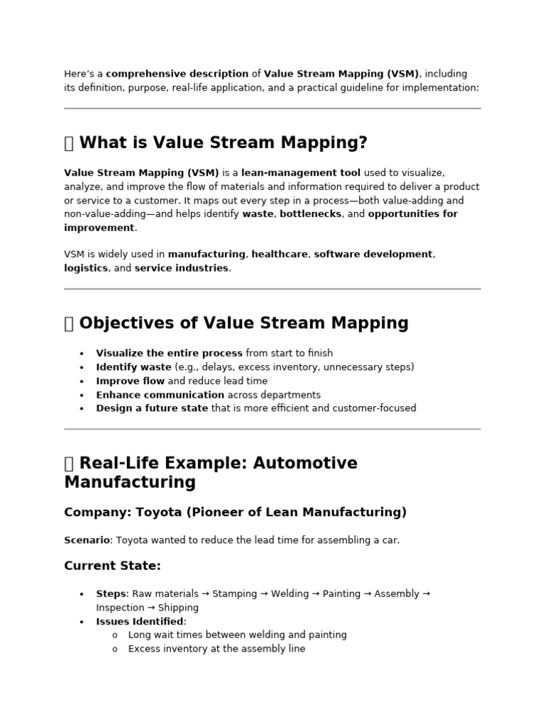 Understanding Value Stream Mapping | PDF | Lean Manufacturing ...