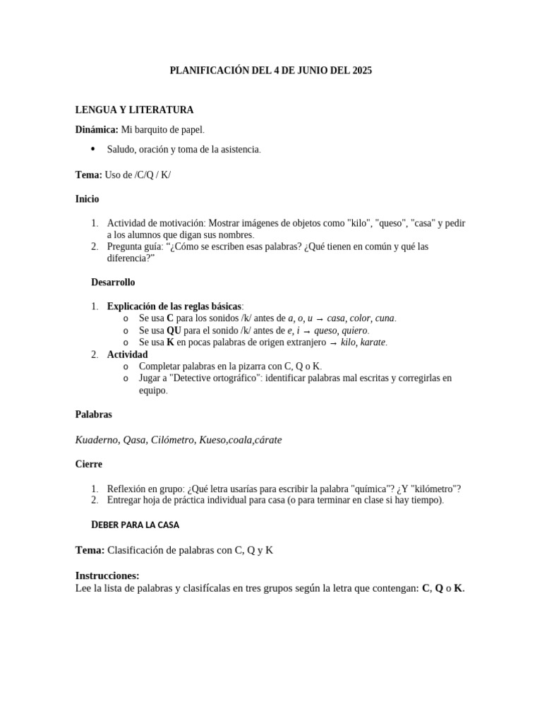 Planificación Del 4 de Junio Del 2025 | PDF