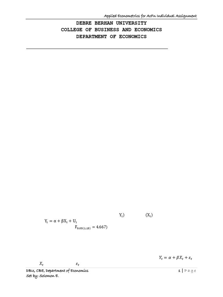 Applied Econometrics For AcFn Individual Assignment | PDF | Errors And ...