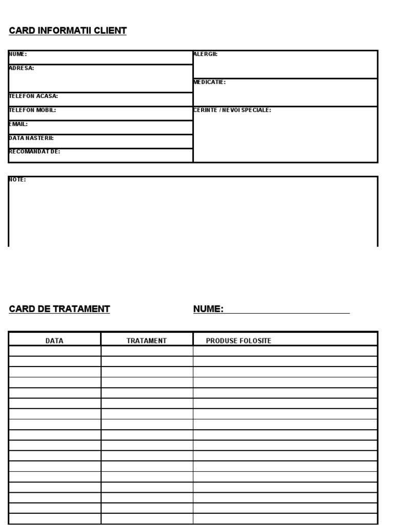 Client Information Card Template | PDF