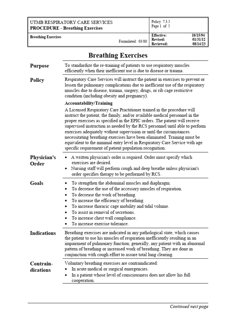 Breathing Exercises for Respiratory Care | PDF | Breathing | Abdomen