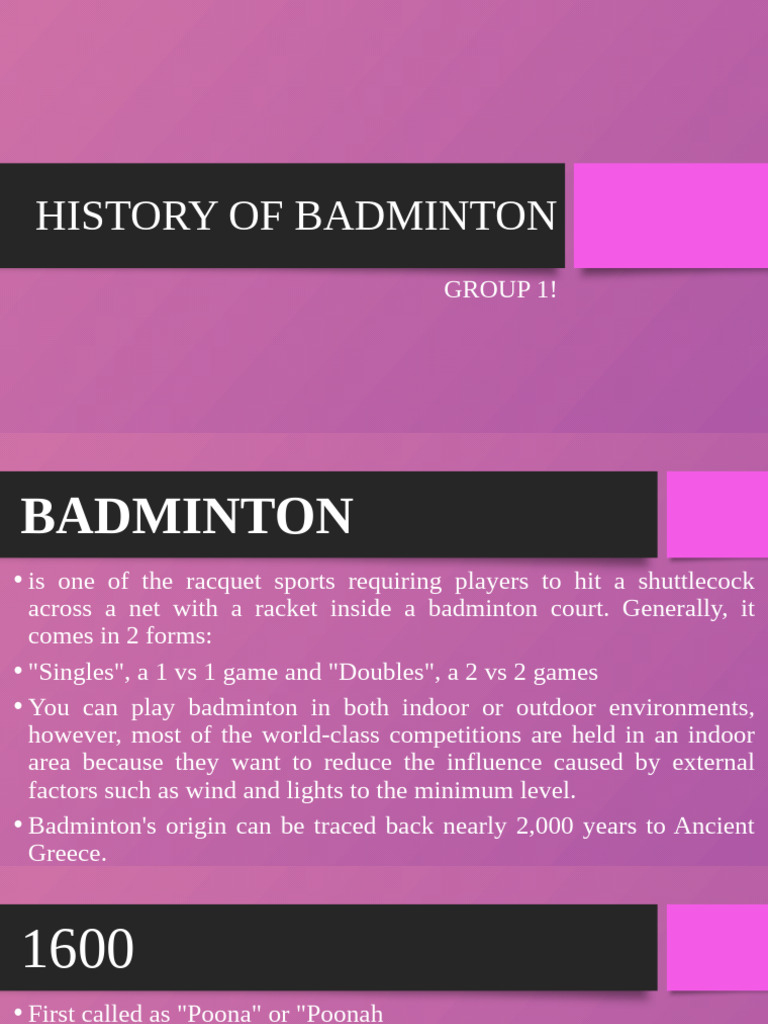 Badminton: Origins and Historical Evolution | PDF | Athletic Sports ...
