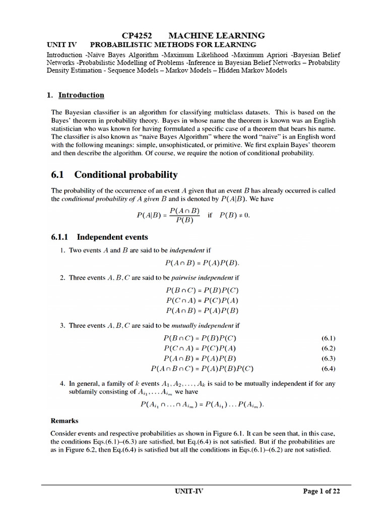 Probabilistic Methods in Machine Learning | PDF | Bayesian Network ...