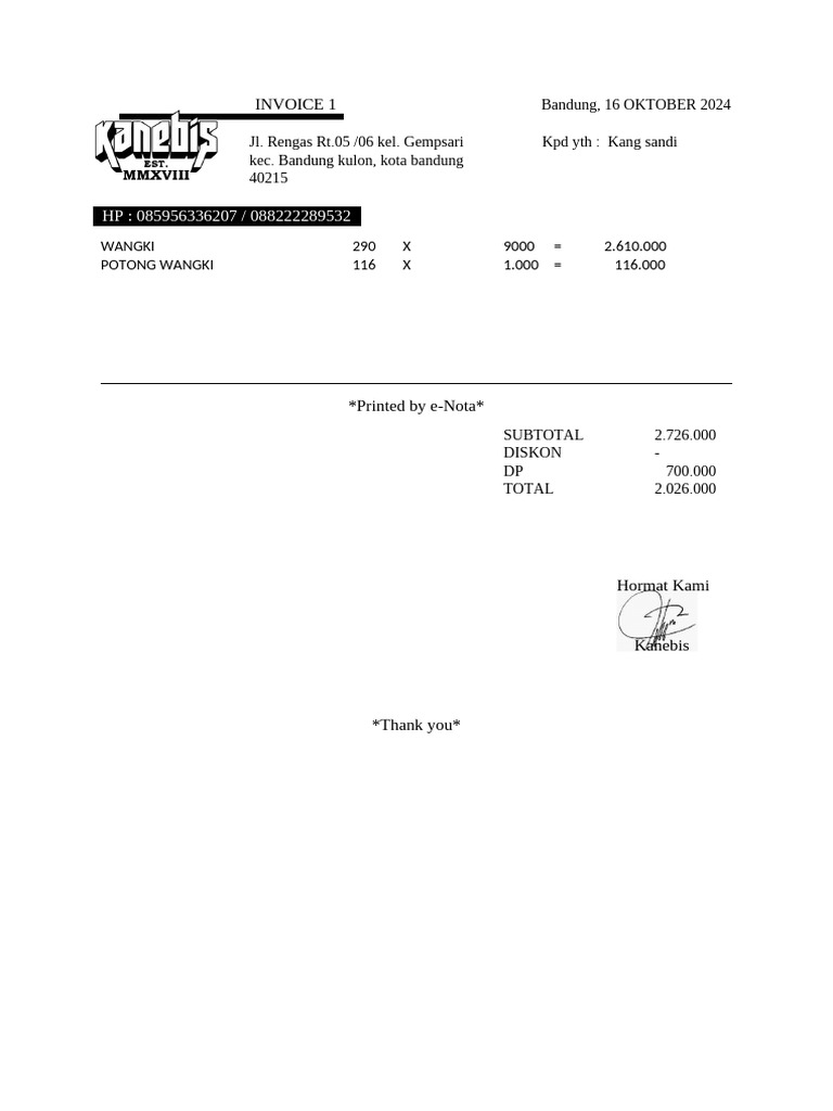 Invoice 1 Kemeja 17112023 | PDF