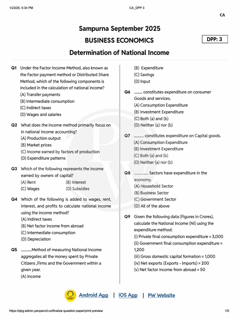 National Income Calculation Methods | PDF | Measures Of National Income ...