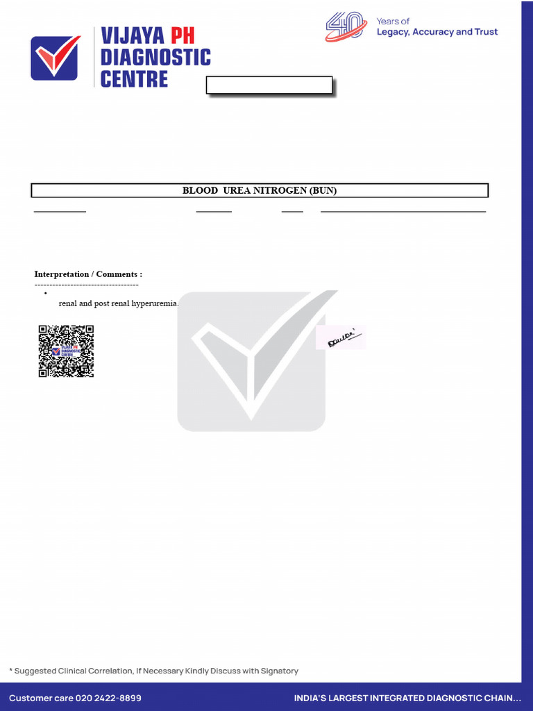 Kidney Function Test Results for Sagar Vitkar | PDF | Creatinine ...