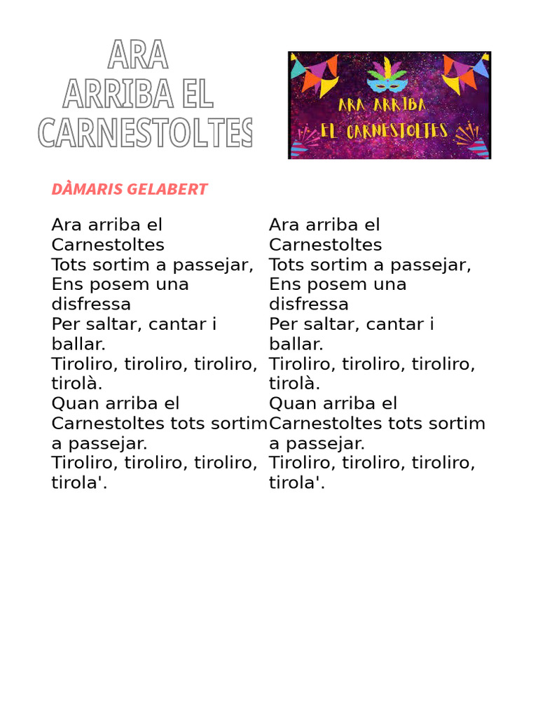 Ara Arriba El Carnestoltes | PDF