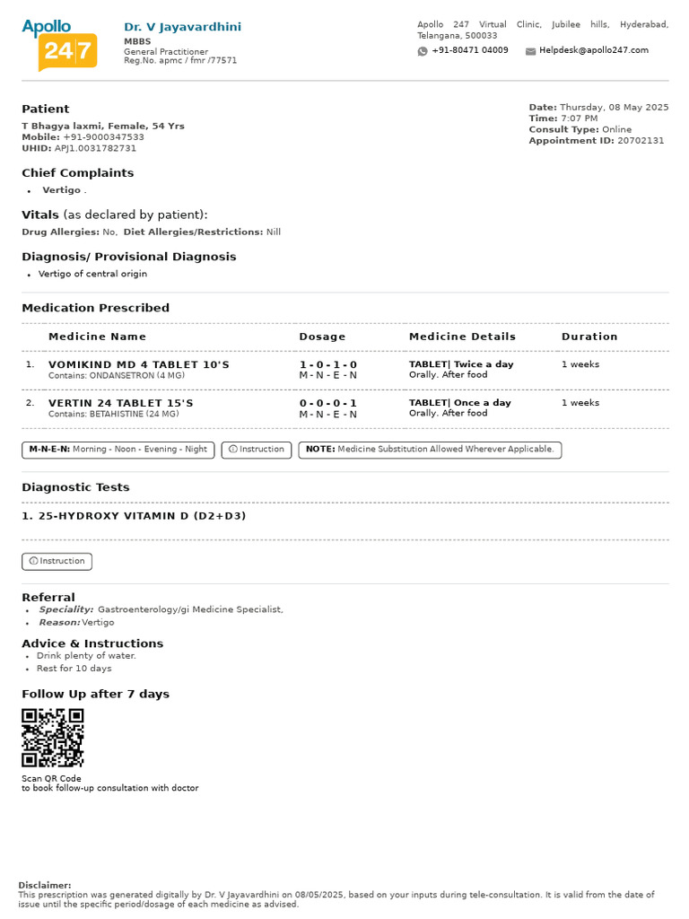 Prescription Apollo 2471746711524931 | PDF | Medical Prescription ...