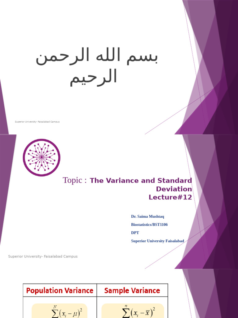 Variance and Standard Deviation Lecture | PDF