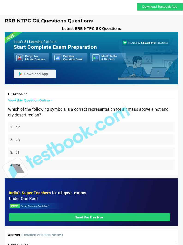 RRB NTPC GK Questions 64b552be2819d5020ab670d1 | PDF