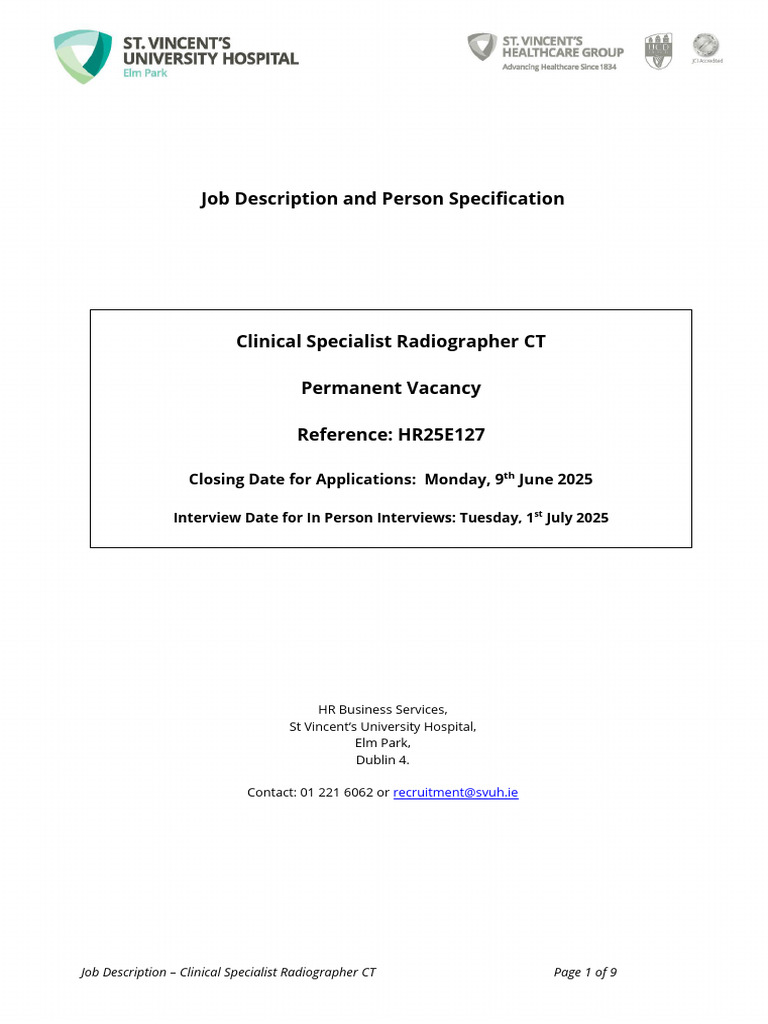 Clinical Specialist Radiographer CT Role | PDF | Recruitment | Radiography