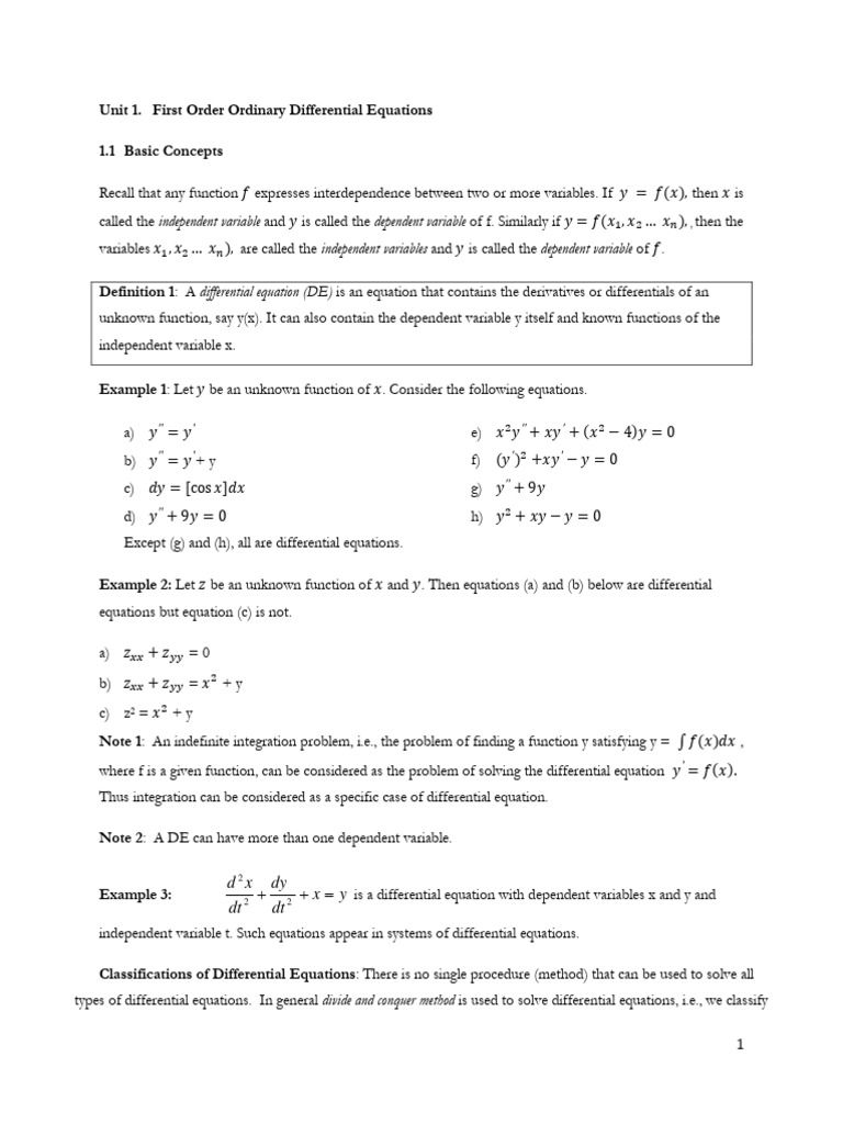 First Order Ordinary Differential Equations | PDF | Ordinary ...