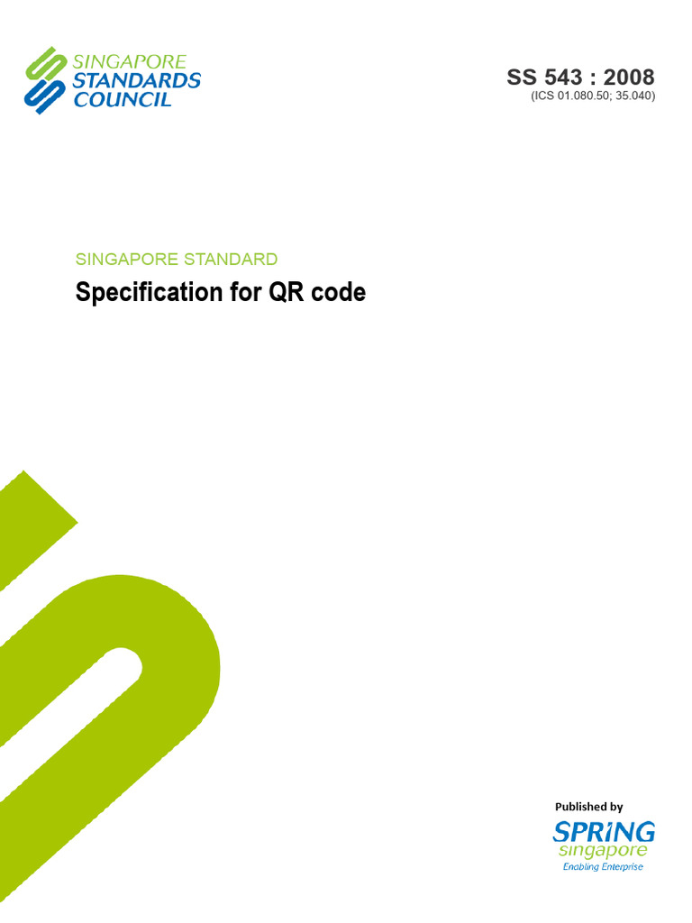 Singapore QR Code Standard SS 543:2008 | PDF | Qr Code | Barcode