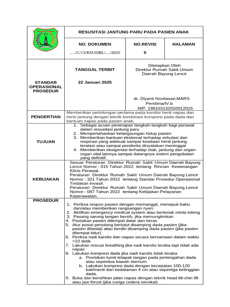 Kecepatan Kompresi Dada RJP Bayi | PDF