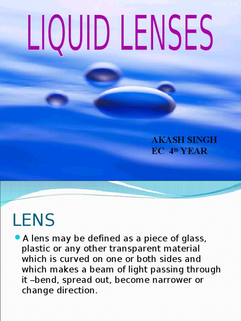 Liquid Lenses Presentation 11111111 Lens (Optics) Camera Lens