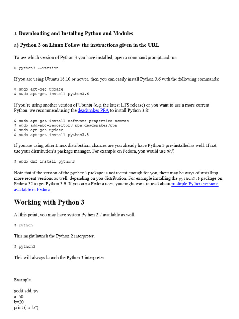 Installing Python 3 and Pip3 Guide | PDF | Python (Programming Language ...