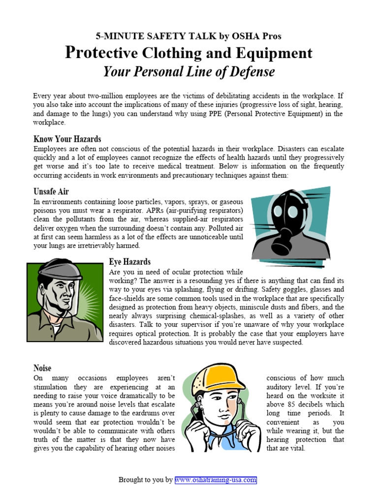 Protective Clothing and Equipment 2 | PDF | Personal Protective ...