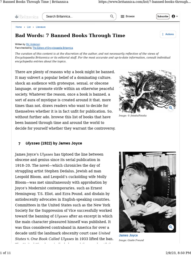 7 Controversial Banned Books | PDF | Ulysses (Novel) | Leo Tolstoy