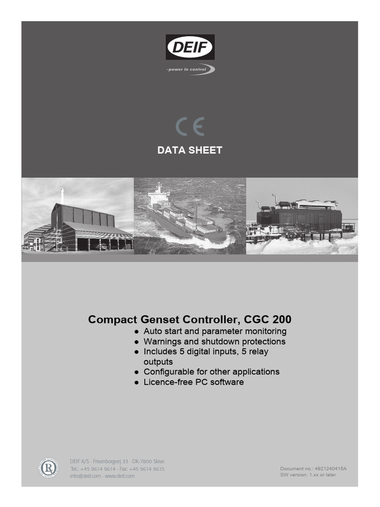 Compact Genset Controller CGC 200 Data Sheet | PDF | Power Supply | Relay